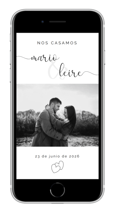 Invitación digital de boda blackline personalizada 2