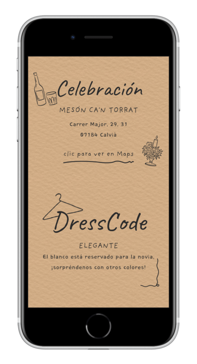 Invitación digital de boda kraft personalizada 3