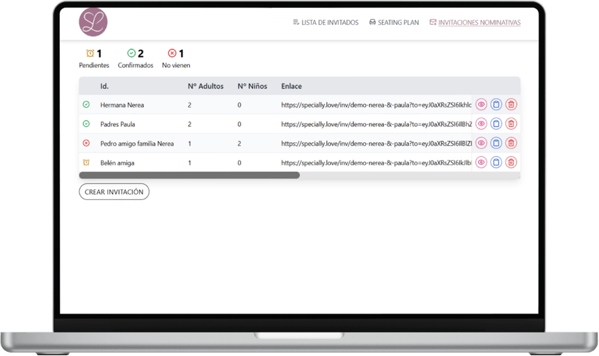 Invitaciones de boda nominativas personalizadas