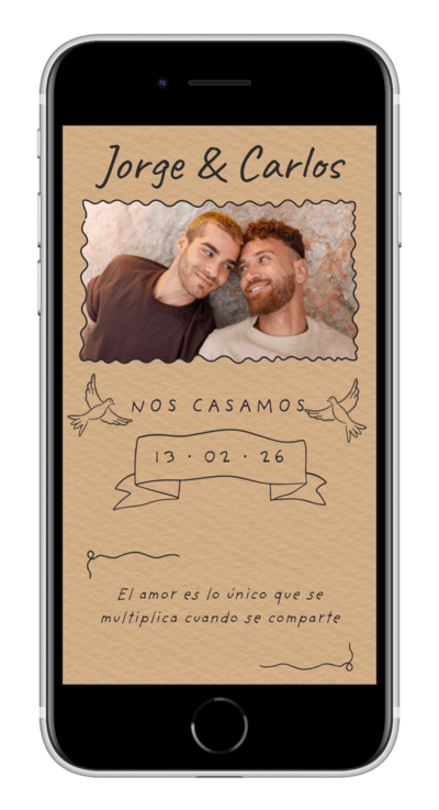 Invitación digital de boda kraft