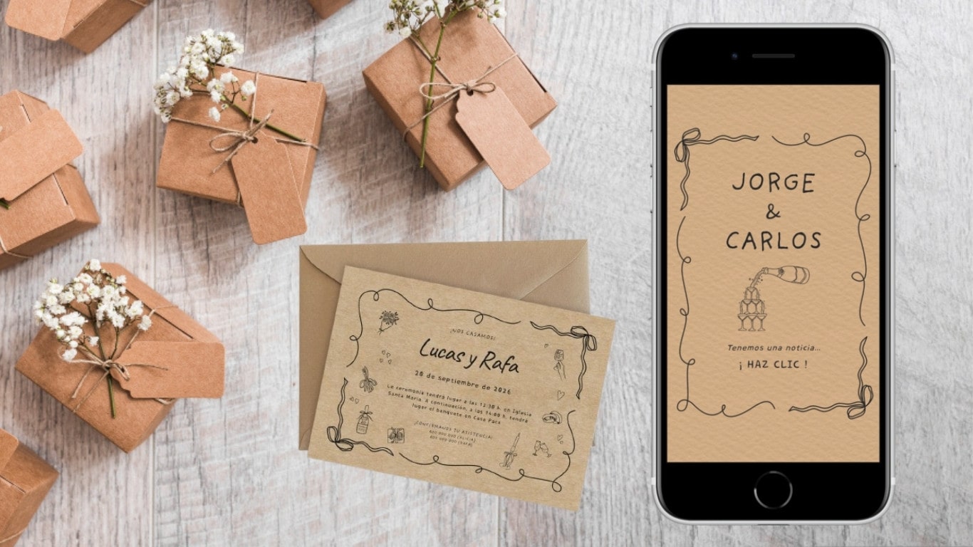 Kraft and rustic wedding invitations