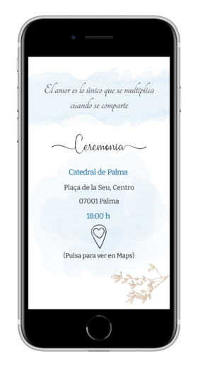 Aquarell-Hochzeitseinladung in Blautönen