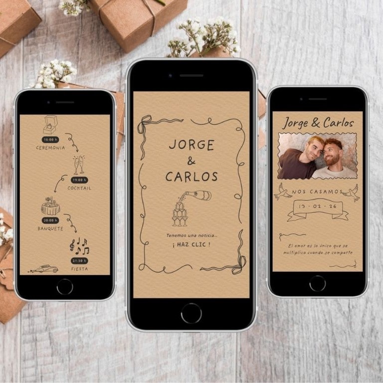 Interactive kraft digital invitation.