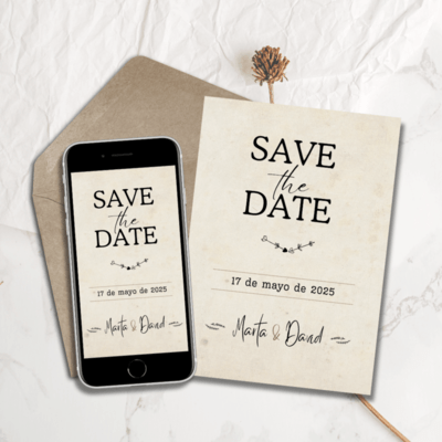 Ejemplo Save The Date vintage