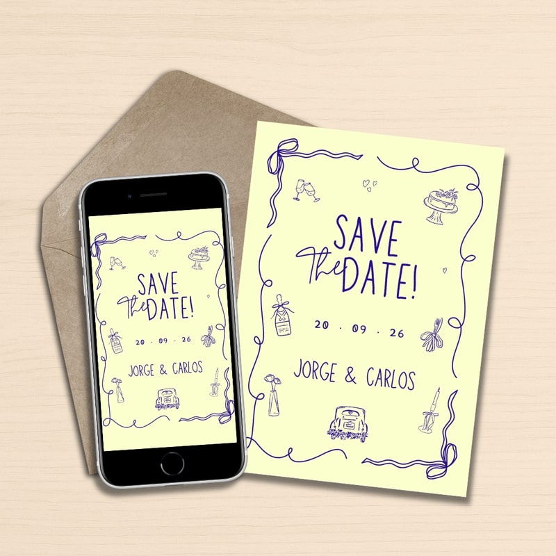 Save the Date digital kraft-yellow