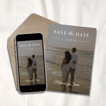 Ejemplo de Save the Date con foto de los novios